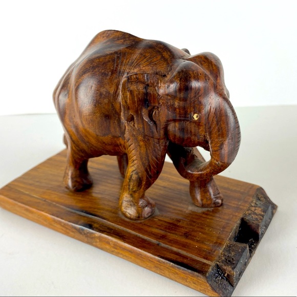 Wood Elephant Figurine - Picture 1 of 4